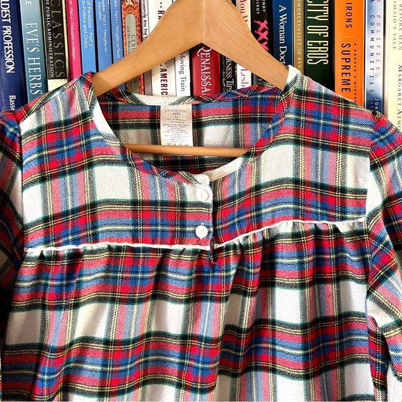 Lands' End Girls Blue Red Yellow Black Tartan Plaid Nightgown, size 14 - Picture 2 of 8